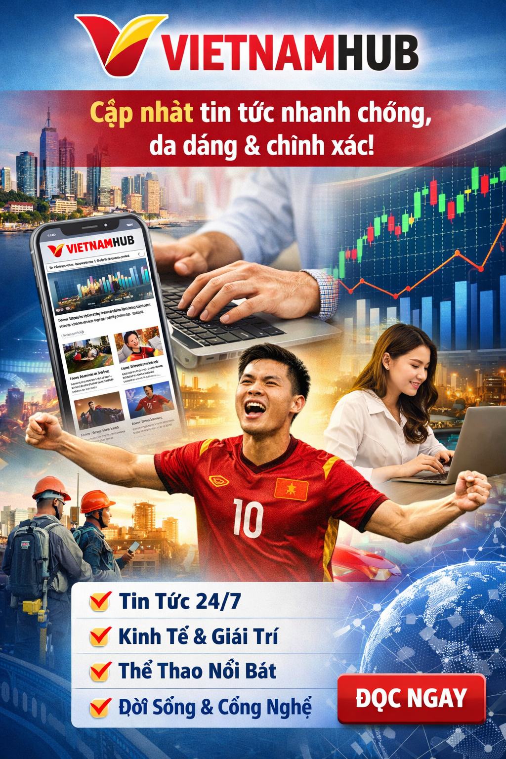 VIETNAMHUB – Nền tảng tin tức 24/7, cập nhật nhanh chóng, đa dạng từ kinh tế, thể thao đến công nghệ và đời sống.